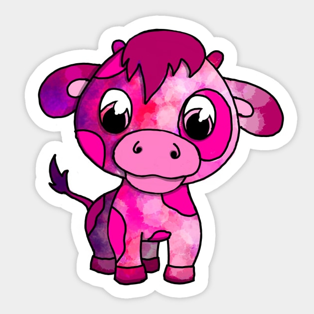 Jack, the Pink Cow Sticker by BellaAndFriends